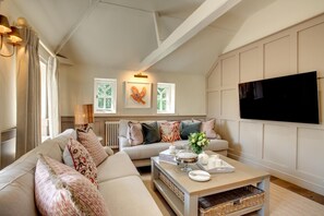 Una televisión, una chimenea