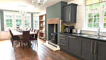 Microwave, oven, dishwasher, high chair