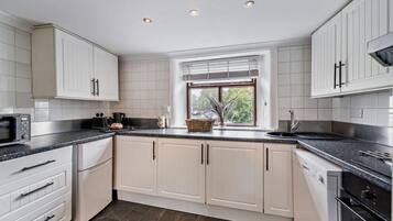 Oven, dishwasher, cookware/dishes/utensils