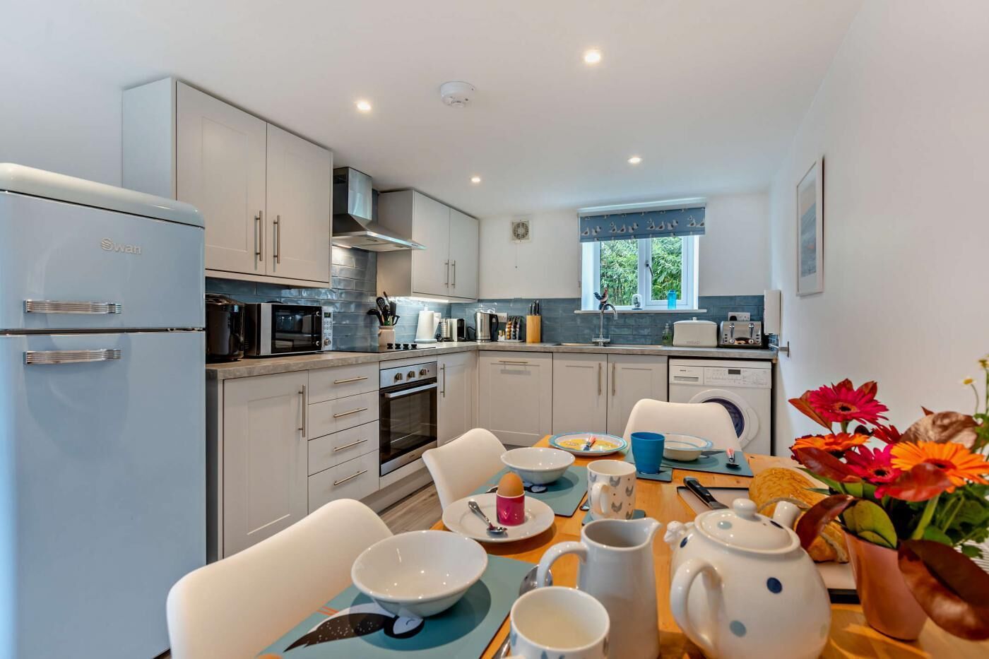 Microwave, oven, dishwasher, high chair