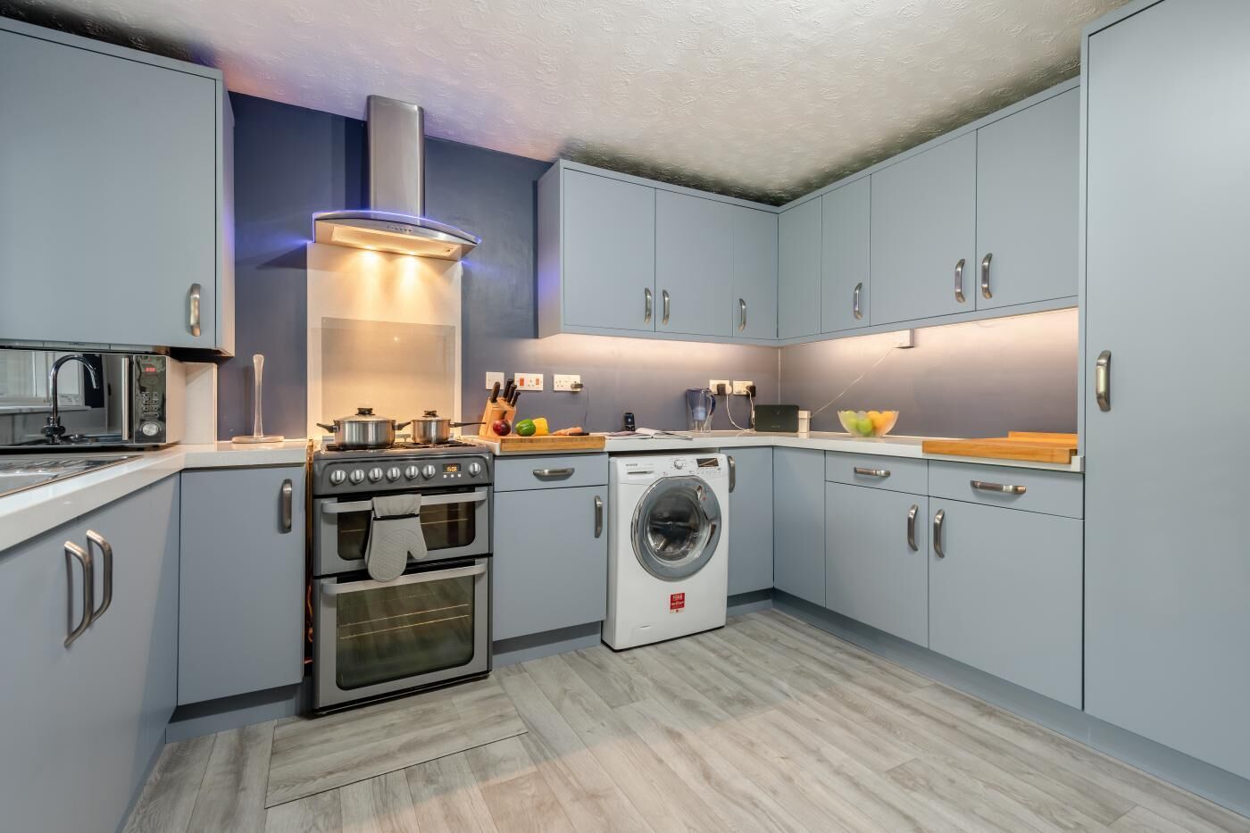 Dishwasher, highchair, cookware/dishes/utensils