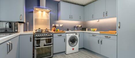 Dishwasher, highchair, cookware/dishes/utensils