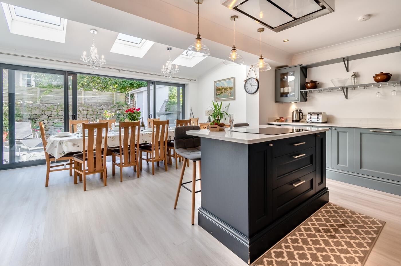 Microwave, oven, dishwasher, high chair