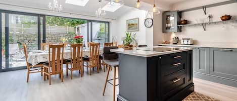 Microwave, oven, dishwasher, high chair