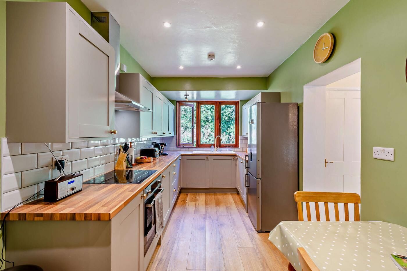 Microwave, oven, dishwasher, high chair