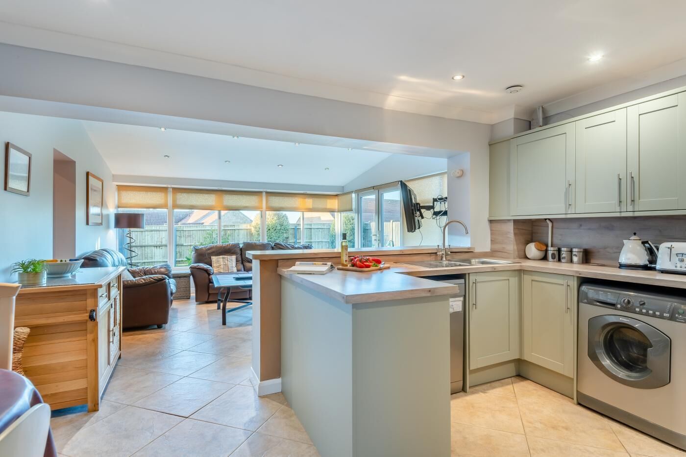 Microwave, oven, dishwasher, high chair