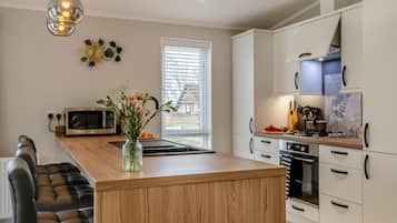 Microwave, oven, dishwasher, high chair