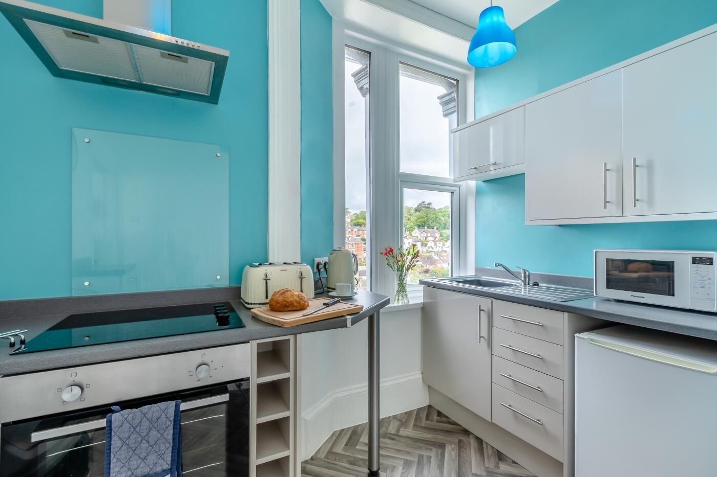 Microwave, oven, cookware/dishes/utensils