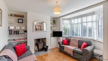 TV, fireplace