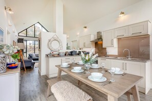 Microwave, oven, dishwasher, high chair