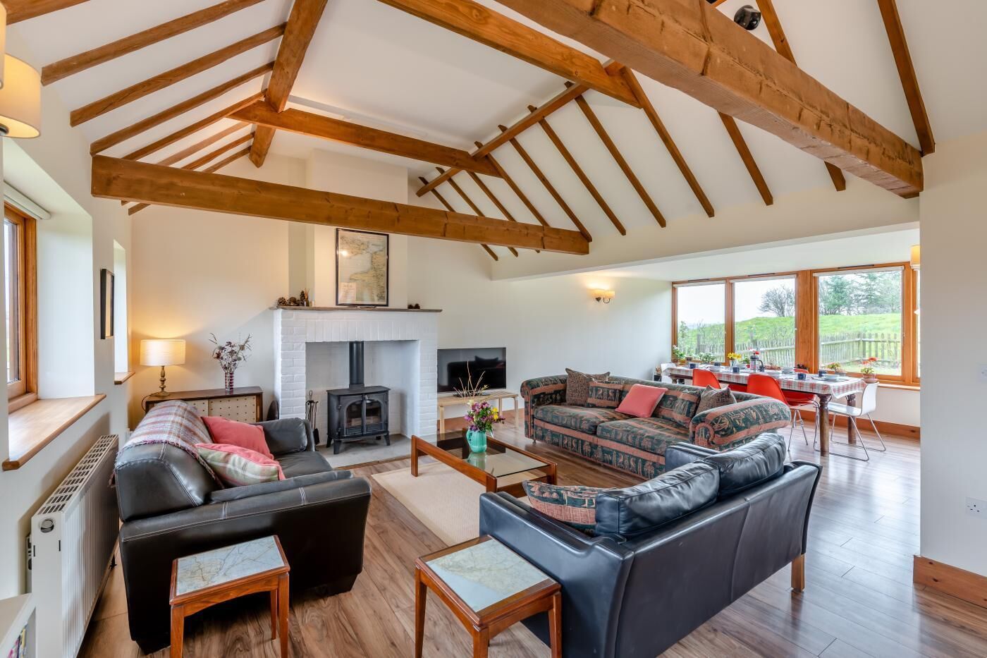 Televisión y chimenea 