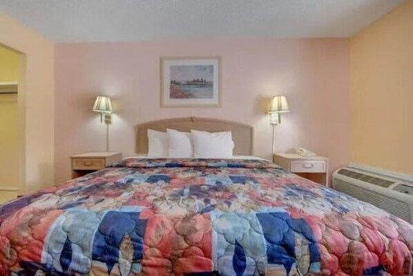 Desk, free WiFi, bed sheets