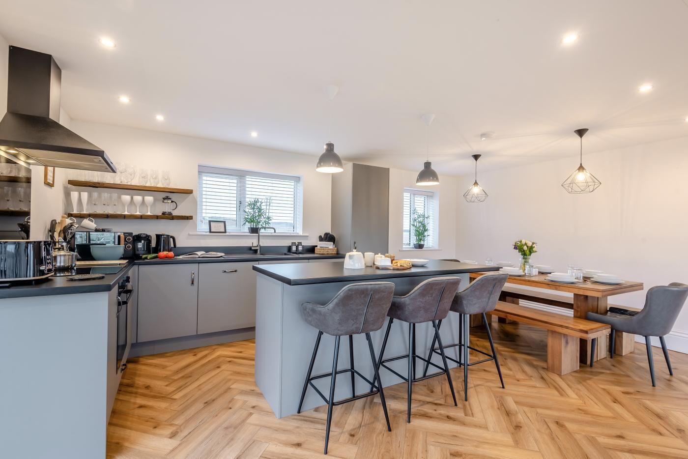 Microwave, oven, dishwasher, high chair