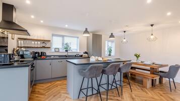 Microwave, oven, dishwasher, high chair