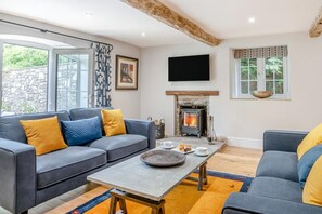 TV, fireplace