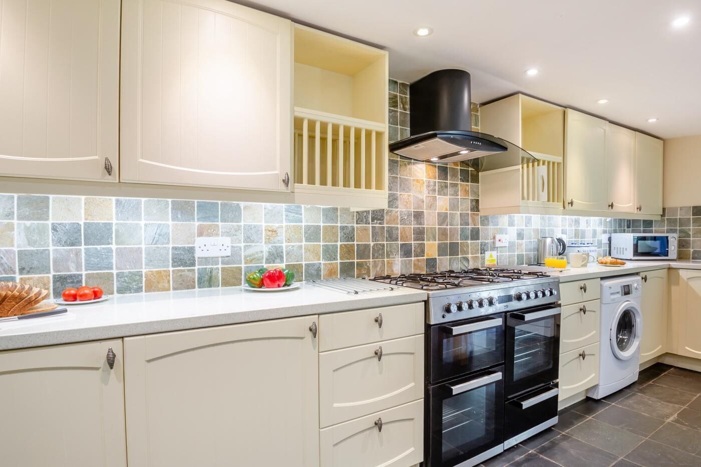 Microwave, oven, dishwasher, high chair