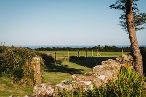A rural landscape with a stone wall, a grassy field, and a clear sky. - 3 Bed in Penzance (oc-k20665) (Lamorna)
