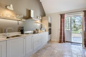 Microwave, oven, dishwasher, high chair