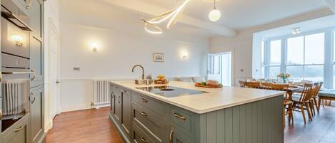 Microwave, oven, dishwasher, high chair