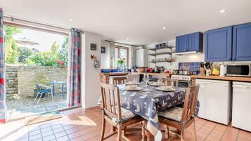 Microwave, oven, dishwasher, high chair