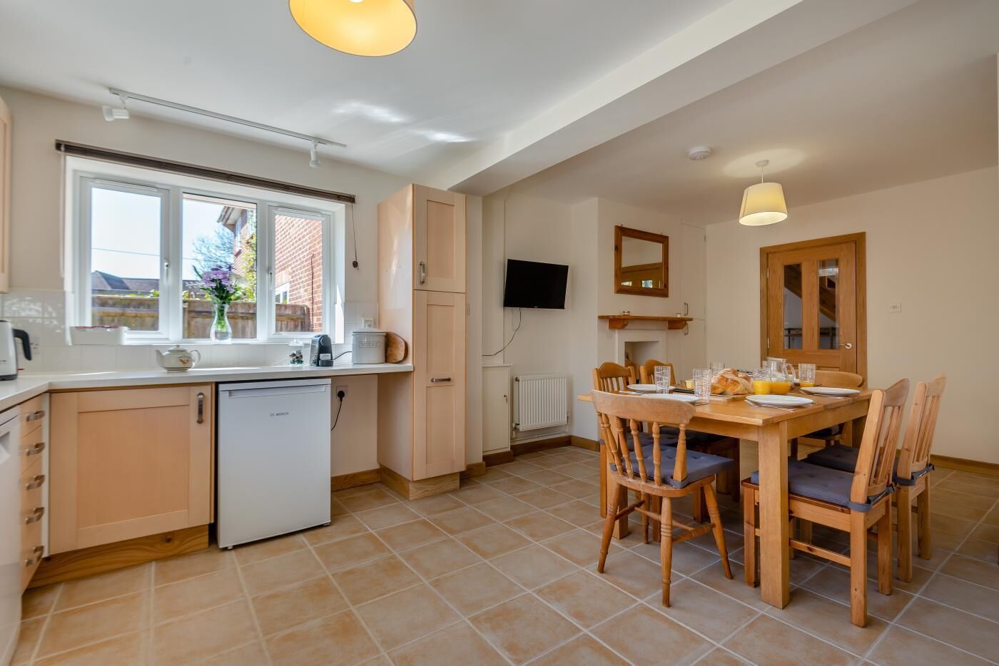 Microwave, oven, dishwasher, high chair