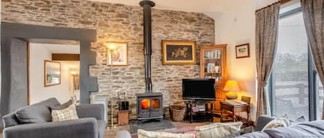 Televisión, chimenea