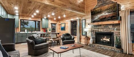 Smart TV, fireplace, video games, books