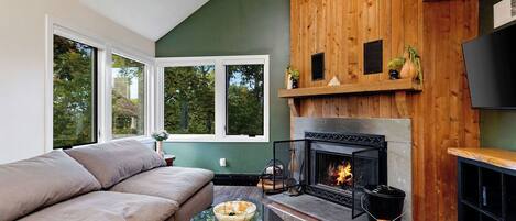 Télévision, cheminée