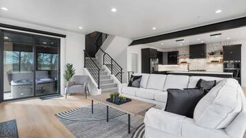 TV, fireplace, offices