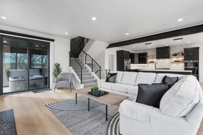 TV, fireplace, offices - Classy Corner Retreat | Hot Tub + Fireplace (Fort Collins)
