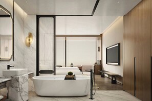 Kamar Deluks, 2 Tempat Tidur Double, pemandangan kebun | Kamar mandi