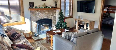 Televisión y chimenea