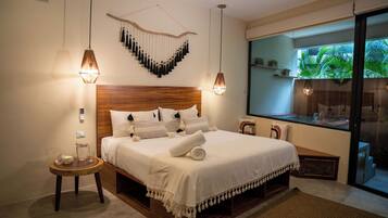 Departamento, 1 cama King size y sofá cama, patio, vista a la alberca | Wifi gratis