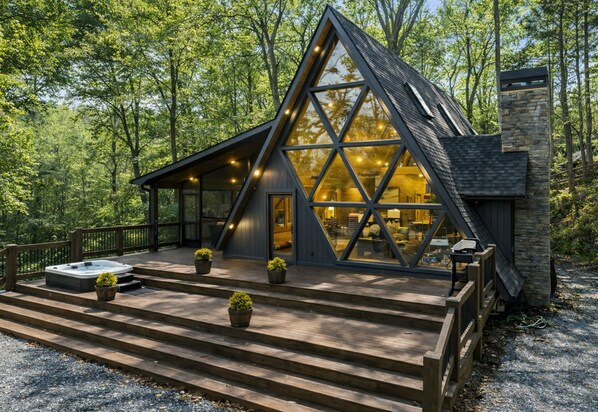 Terrace/patio - Stylish A-Frame Escape • Secluded, HotTub, FirePit (Mccaysville)