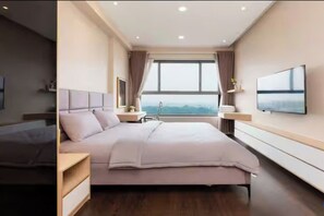 Presidential-Zimmer, 2 Schlafzimmer, Zutritt zur Club Lounge, Stadtblick | Bettwäsche aus ägyptischer Baumwolle, hochwertige Bettwaren