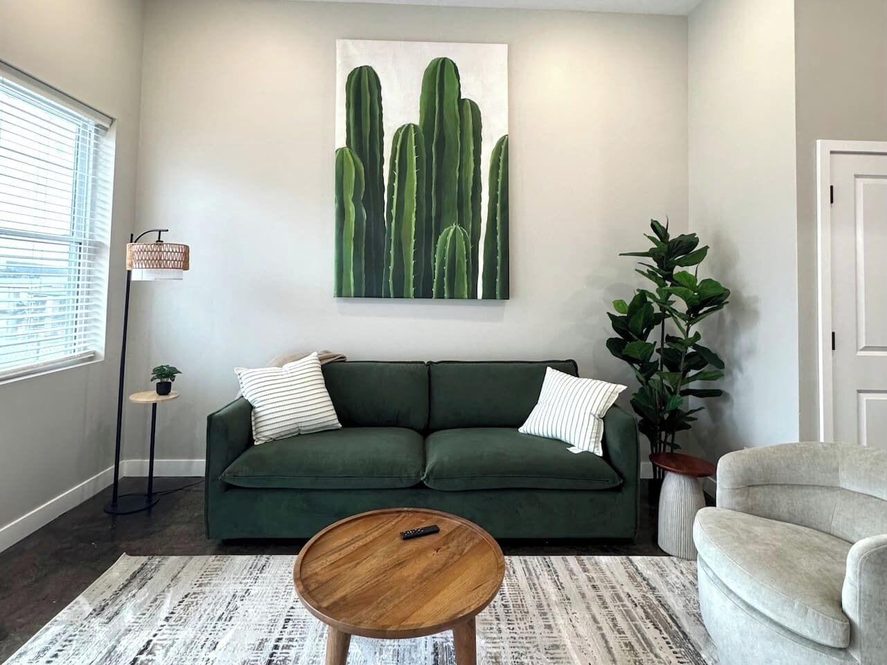 Smart TV, books, stereo, offices