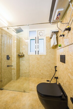 Standard Double Room, Mountain View | Bathroom | Shower, towels, soap, shampoo - The Walnut Stays (solan)