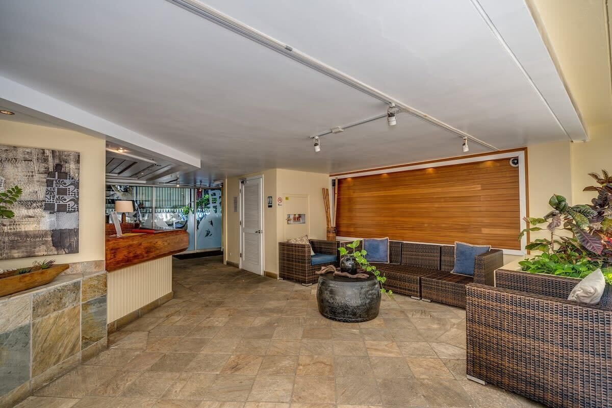 Área de estar no saguão