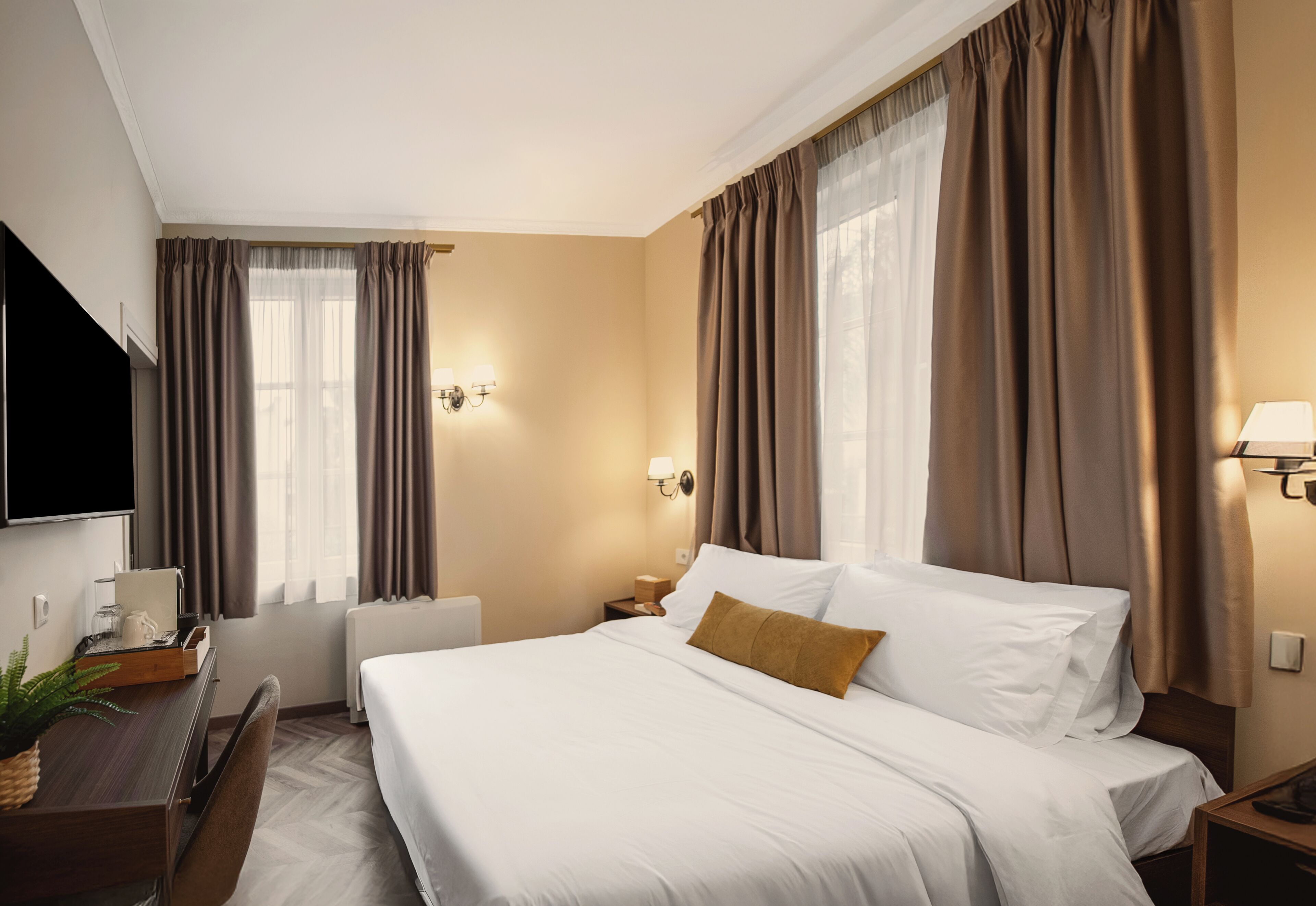 Family Quadruple Room | In-room safe, desk, laptop workspace, blackout drapes