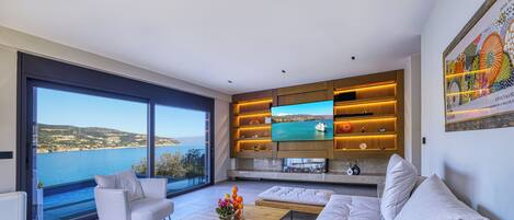 TV connectée, cheminée, chaîne hi-fi