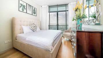 Family Suite, 3 Bedrooms, Club lounge access, City View | Egyptian cotton sheets, premium bedding, down duvets