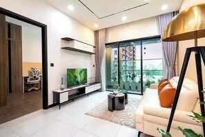 Phòng Suite Presidential, 2 phòng ngủ, quyền sử dụng Club Lounge, quang cảnh thành phố | Bộ trải giường bằng vải cotton Ai Cập, bộ đồ giường cao cấp 