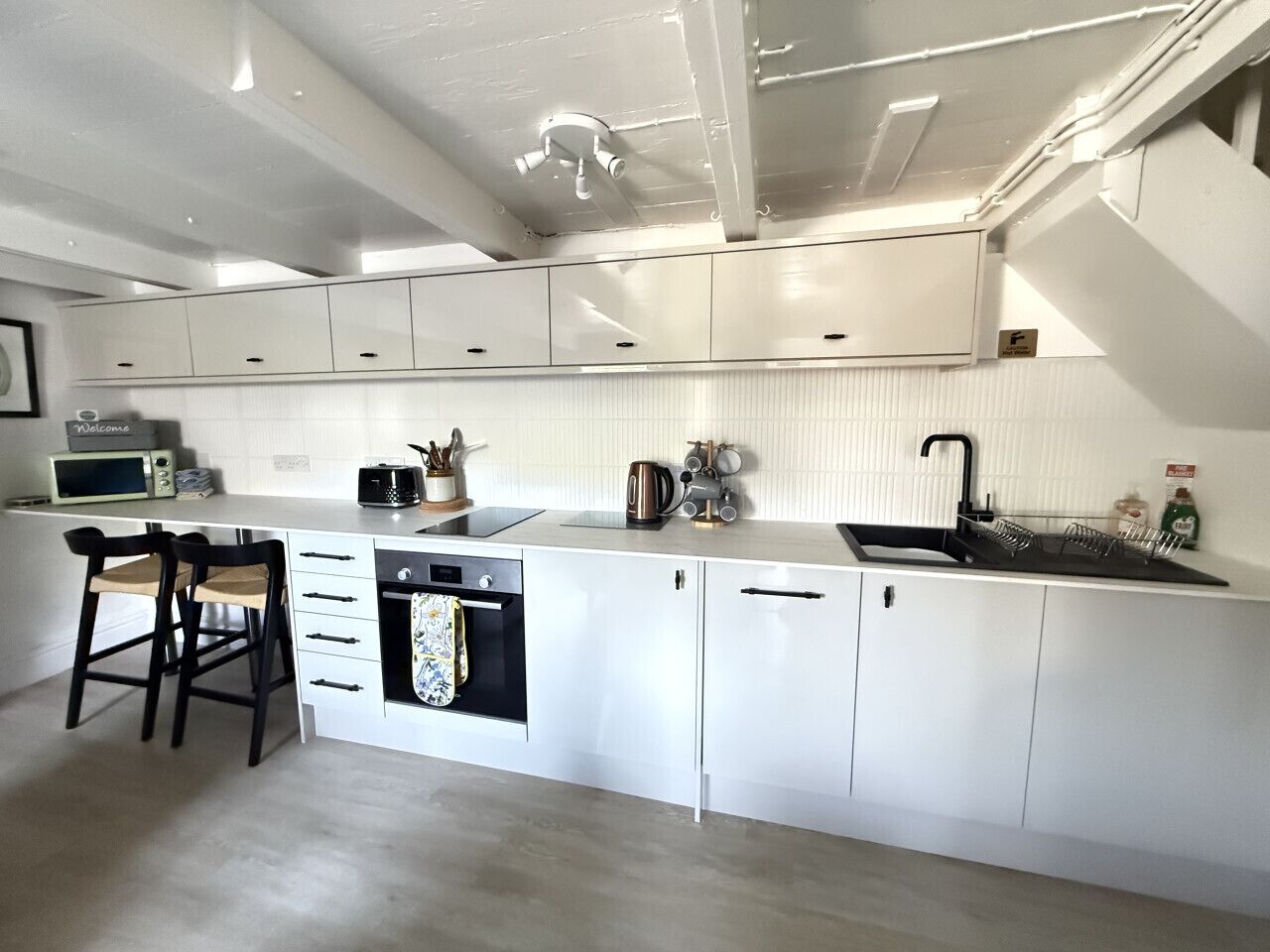 Fridge, microwave, oven, toaster