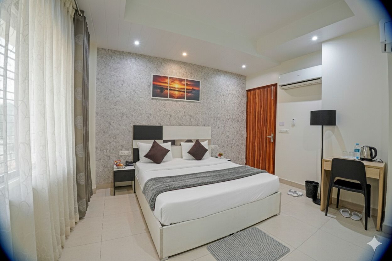 In-room safe, desk, laptop workspace, soundproofing