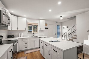Fridge, microwave, oven, stovetop - Completely remodeled 3-bedroom condominium in the heart of Incline Village. (Incline Village)