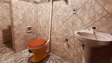 Kahden hengen classic-huone, näköala pihalle | Kylpyhuone | Suihku, pyyhkeet, saippua, vessapaperi