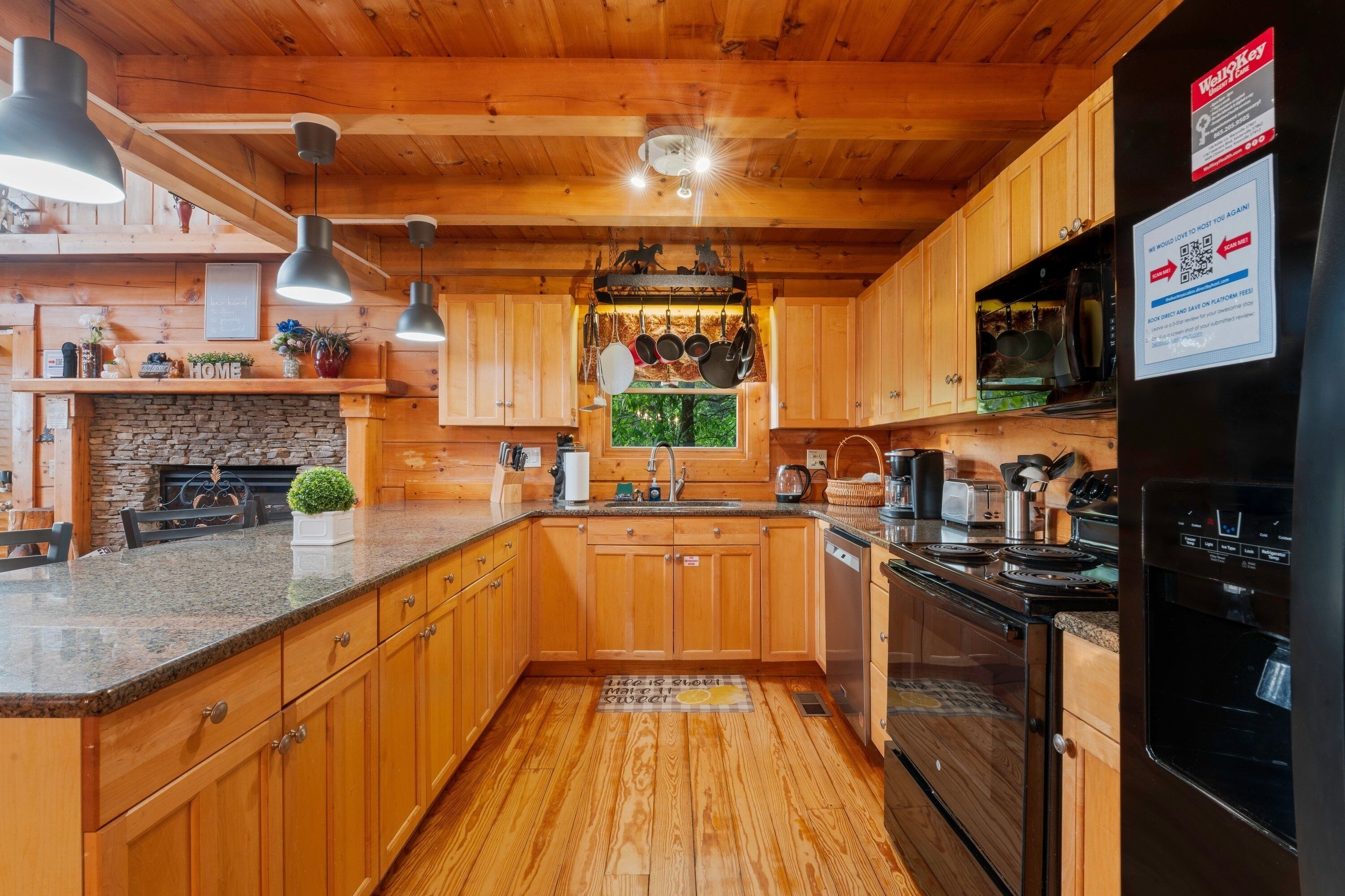 Fridge, microwave, oven, dishwasher