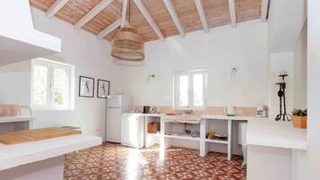 Microwave, stovetop, cookware/dishes/utensils