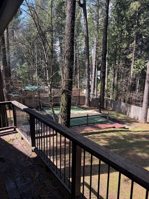 Property grounds - Cozy Nordic Cabin near Scotts Flat Lake with Pickleball/Basketball Court! (Nevada City)