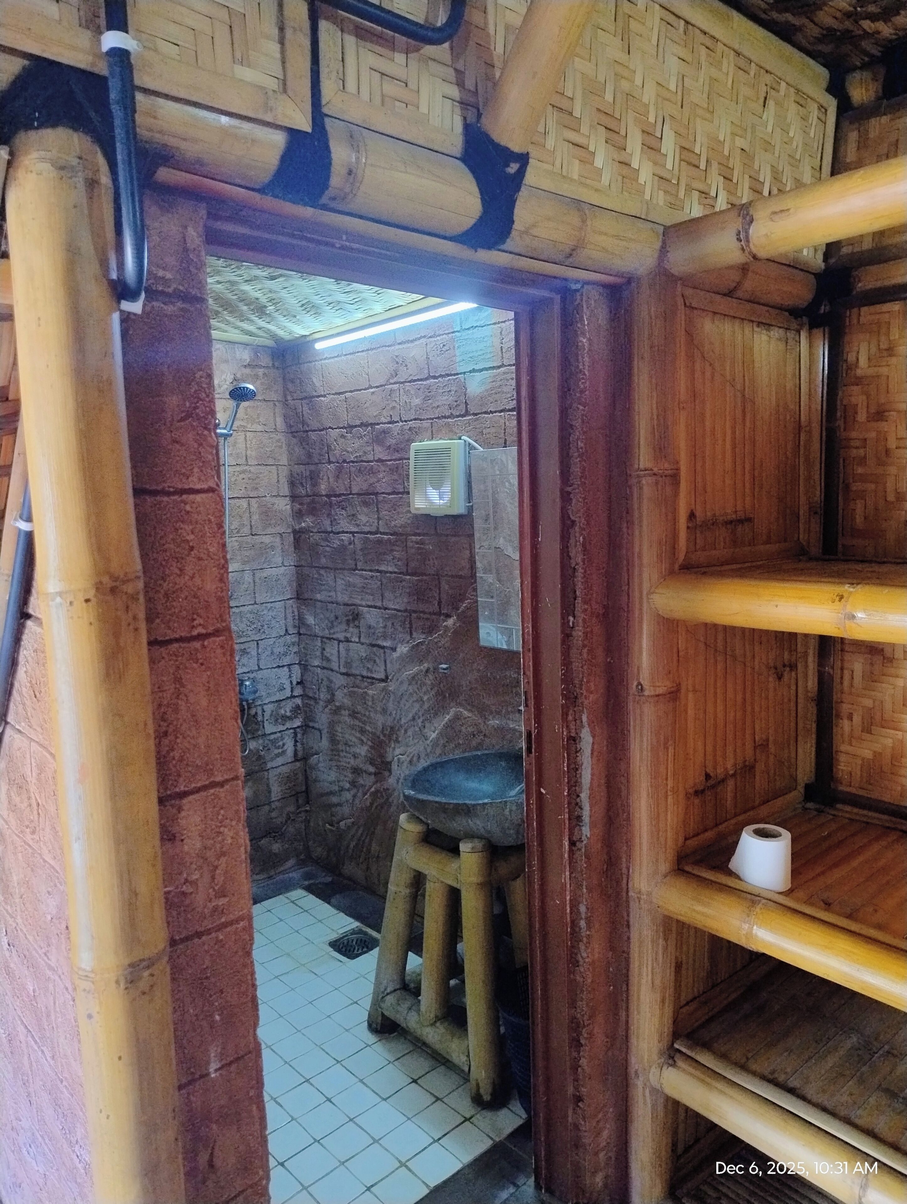 Shower, bidet, toilet paper